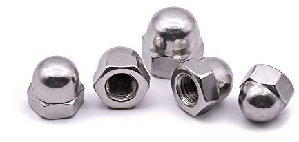 6# 32 Acorn Hex Cap Dome Head Nuts, 304 Stainless Steel 18-8, Plain Finish, Pack of 50