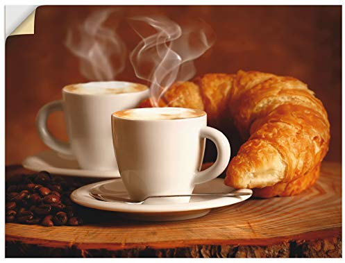 ARTland Wandbild selbstklebend Vinylfolie 80x60 cm Wanddeko Wandtattoo Kaffee Coffee Cafe Cappuccino Espresso Croissant Getränke T5XO