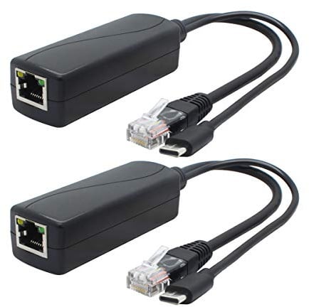 ANVISION 2-Pack 5V PoE Splitter, USB Type C, 48V to 5V 2.4A, IEEE 802.3af Compliant