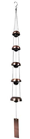 CALIDAKA Glocke Windspiel Tempel Windglocke Kupfer Windspiel mit 5 Glocken Feng Shui Windspiel Memorial Windspiel Musikgestimmtes Chime Quintett Tempel Glocken für Haus Hof Balkon Outdoor