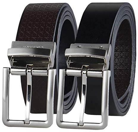 Calvin Klein Herren-Gürtel, 2-in-1, wendbar, drehbar, mit Schnalle, lässig, Kleid, Braun/Schwarz, Large (38-40)