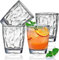 4 Pack Plastic Water Tumblers, 10oz Transparent Unbreakable Drinking Glasses, Stackable Portable Acrylic Reusable Wine Cups Personalised Cocktail Whiskey Glass Set for Home Party, Dishwasher Safe