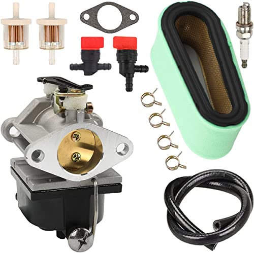 ZAMDOE Carburateur 640065 640065A pour Tecumseh OHV110 OHV115 OHV120 HV125 OHV130 OVH135 OV358EA 13.5HP 14HP 15HP moteurs de tondeuse à gazon, avec joint filtre à Air ligne de carburant