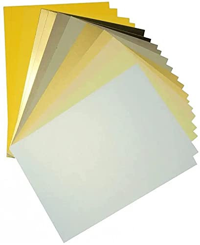 Netuno 20 Blatt Bastelpapier Set Gelb DIN A4 21 x 29,7 cm Farbpapier Karten basteln Bastelkarton farbig Bastelset Papier Bastelbogen Designpapier bunt bedruckbar Kartonpapier Kartengestaltung