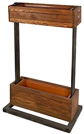 Holtaz Bella Hochbeet aus Holz mit 2 Etagen Blumenbeet mit 2 separaten Plastik Pflanzkästen für Garten Balkon Terrasse Gartenbeet für Gemüse Kräuter Tomaten Braun mit Graphit