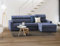 Talamo Italia - Sofa mit Halbinsel Marica, Ecksofa mit rechter Chaiselongue aus Stoff, Standardarmlehnen, 100 % Made in Italy, 280 x 95 x 85 cm, Blau
