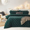 The Linen Yard Tufted Tree Duvet Cover Set, Cotton, Pine Green, Double