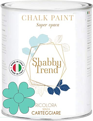 GENERICO SHABBY TREND® CHALK PAINT Pittura Shabby Chic Vintage Mobili Pareti Extra Opaca 120 VARIANTI (1000ml, TIFFANY)
