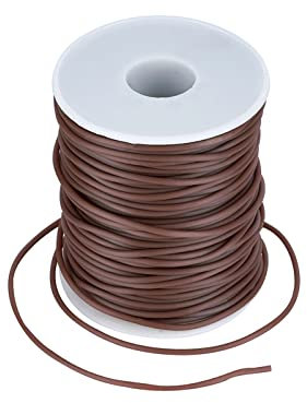 Craftdady Tubo hueco de 50 m, cordón de goma de PVC, cuerda de tubo de goma envuelta alrededor para alambre de memoria, collar, pulsera, tejido, color marrón
