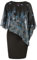 Hanna Nikole Cape Festliche Kleider Damen Knielang Brautjungfernkleider für Hochzeit Blauer Blumendruck 46