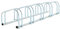 HOMCOM Rastrelliera Biciclette da Pavimento o Parete, Portabici da Terra per 5 Biciclette in Acciaio, Ruote Fino 65 mm, 145x33x27 cm, Argento