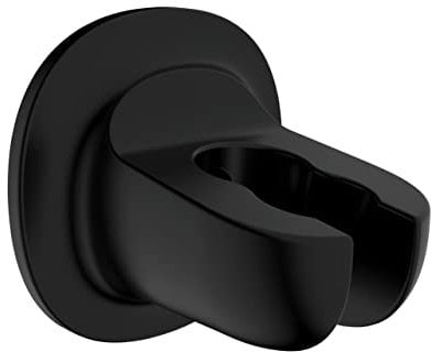 WENKO Support pour pomme de douche Libertà, support mural pour douchette à fixation facile sans percer avec tampon adhésif, en plastique solide ABS, amovible sans laisser de trace, diameter 7 cm, noir