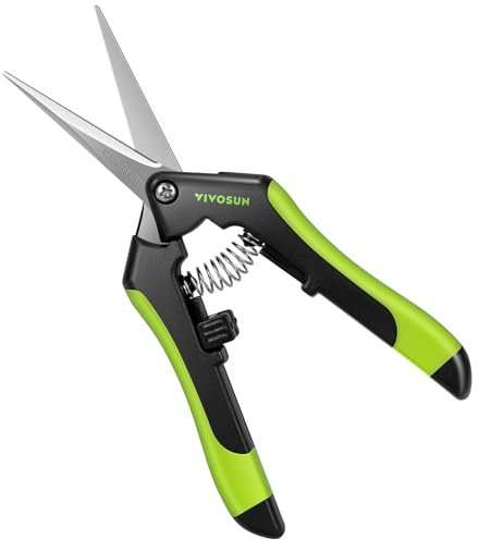 VIVOSUN 1er-Packung Gartenschere 17cm Pflanzenschere mit ergonomischen Griffen Baumschere mit geraden Klingen und Titan-Antihaftbeschichtung Rosenschere, Schwarz und Grün
