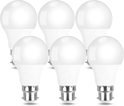 6 Pack LED Light Bulbs 9W Warm White 2700K B22 / BC Bayonet Cap Fitting A+ Energy Saving GLS Globe Bulb