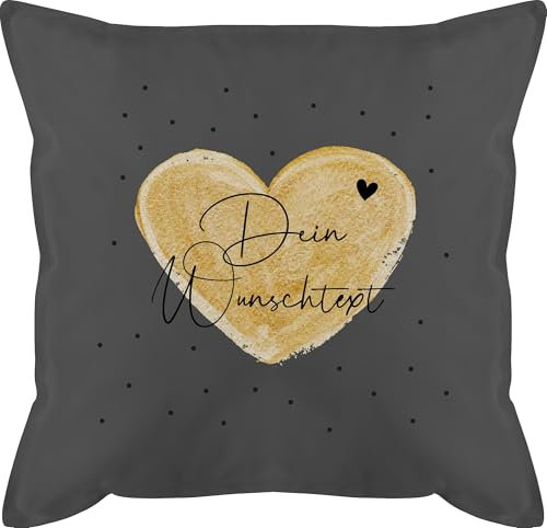 Kissen 50x50 - Aufdruck selbst gestalten - Dein Wunschtext I Geschenk personalisiert Weihnachten I Vatertag I Muttertag I Geburtstag - 50 x 50 cm - Grau - pärchenkissen muttertagskissen