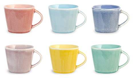 H&H Coachella Set 6 Tazze Tè, New Bone China, 260cc, Colore, Estate