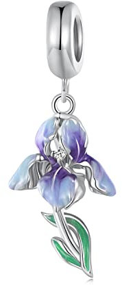 Iris Anhänger Charm 925 Sterling Silber Charm passt für Pandora Armband Halskette, BSC815