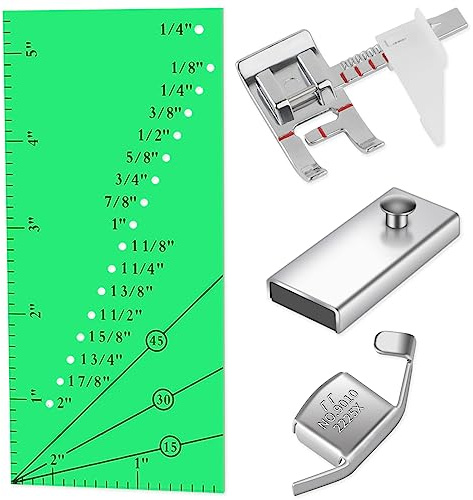 Adjustable Magnetic Seam Guide Ruler, 4-Piece Sewing Machine Accessory Set for Beginners & Professionals