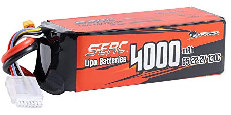 SUNPADOW Batterie Lipo 6S 22,2 V 4000 mAh 130 C avec prise XT60 pour hélicoptère RC FPV Airplane Drone Quadcopter Racing Hobby