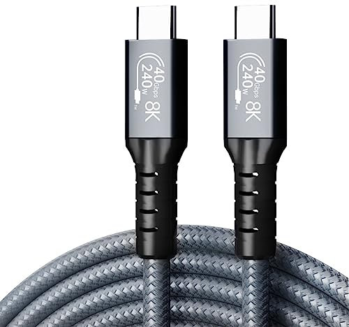 Herfair USB C to USB C Cables,8K HD Display 240W Type C to Type C Fast Charge Braided Lead for Thunderbolt 4,40Gbps Data Transfer,Support 8K/6K@60Hz,Compatiable with Monitor,Mac Studio,SSD,eGpu