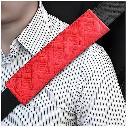 CGEAMDY 2 Pezzi Protezione per Cintura di Sicurezza per Auto, Imbottiture per Cintura di Sicurezza, Multifunzionale Protezione per Cintura, per Bambini e Adulti, Comfort Durante Il Viaggio (Rosso)