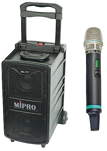 Mipro Sistema audio audio mobile altoparlante con modulo di ricezione a 1 canale 5,8 GHz + microfono trasmettitore manuale (nero, USB, Bluetooth)