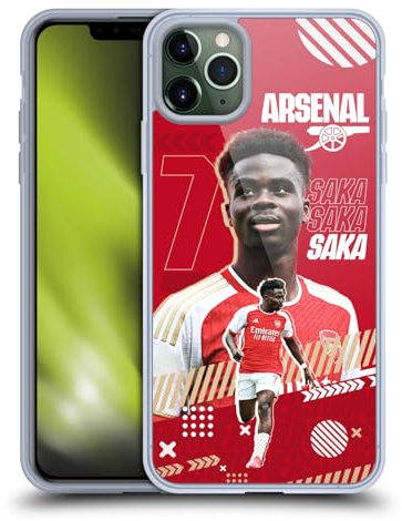 Head Case Designs Officially Licensed Arsenal FC Bukayo Saka 2023/24 First Team Gel Case [Military Grade Protection] Compatible with Apple iPhone 11 Pro Max and Compatible with MagSafe