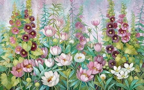 Papier Peint Fleurs Violettes Poudrées Papier Peint Panoramique Papier Peint Intissé pour Salon Chambre Couloir Tapisserie Murales Papier Peint 3d Papier Peint Décoratif Murale 400x240cm