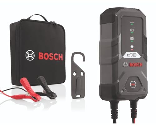 Bosch C10 Chargeur de batterie 3,5 A avec fonction de maintien – Pour batteries plomb-acide, AGM, GEL, EFB et SLI 12 V, livré avec une prise de style britannique
