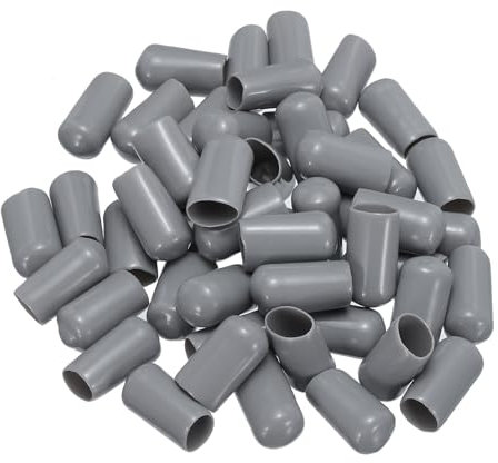 QUARKZMAN 50Stk Gummi-Endkappen 10mm(3/8) ID Vinyl PVC Rundrohr Bolzenkappe Abdeckung Schutzvorrichtungen für Schraubengewinde Grau