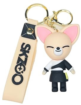 Stray Kids Portachiavi in Peluche Skzoo Portachiavi 3D Cartoon Portachiavi SKZ Cartone Animato Zaino Telefono Ciondolo Portachiavi per Kpop Fan Bambini, 2 pezzi Foxi.ny, 7.5cm