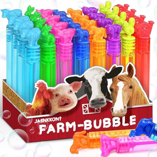 32 Stück Tierbauernhof-Blasen mit Geschenk-Box, Partygeschenke für Kinder, Mini-Hunde/Pferde, Seifenblasenstäbe, Geburtstagsdekoration, Pinata-Füller, Goody Bag Stuffers Supplies, Karnevalspreise