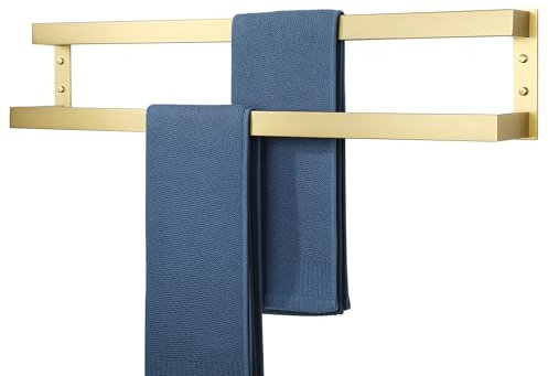 Alise Doppelter Handtuchhalter, 81,3 cm, SUS304 Edelstahl, Handtuchhalter für Badezimmer, Wandmontage, platzsparender Badezimmer-Handtuchhalter, langer Handtuchaufhänger, gebürstetes Gold