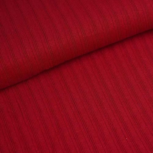 Bio Organic Leinenstrick Baumwollstoff ab 0,5x1,5m Leinen-Stoff Baumwolle Meterware, Farbe:rot