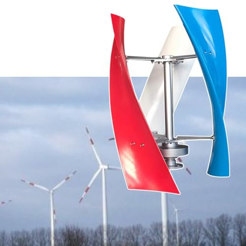 tbanvoo Kit Generatore Eolico, Generatore di Energia Eolica da 3000 W, Generatore Eolico Maglev A 3 Pale A Spirale Ad ASSE Verticale,12V