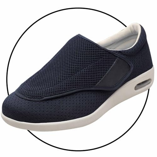 Möge Chaussures Pieds Larges Chaussures orthopédiques Chaussures pour Femmes Diabétiques Extra Larges Pieds Gonflés œdème Orthopédiques Pantoufles réglable(Color:Blue,Size:37.5 EU)