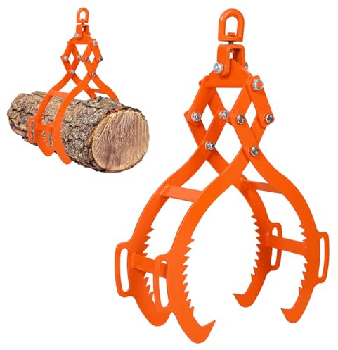 28inch 4 Claw Log Tongs with 2700 lbs/1225 kg Loading Capacity, Eagle Claws Design Log Grapple for Logging Tongs, 360° Swivel Steel Lifting for Trucks, Tractors, ATVs, Forklifts and More