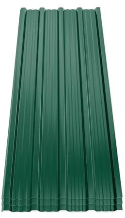 Mondeer Set of 14 Metal Trapezoidal Sheet, Corrugated Sheet for Roof, Roof Sheets, Trapezoidal Sheet, Galvanised Steel for Building Garages, Greenhouses, Kennels, 7 m², 110 x 46 cm,Grün
