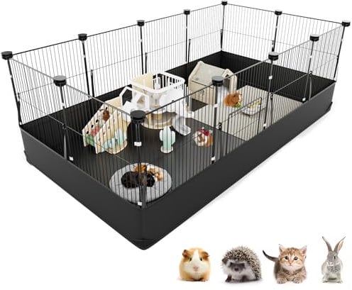 Aystkniet Meerschweinchen Gehege, Freigehege mit Wasserdichtem Bodenfutter, Kleintiergehege für Hamster, Kaninchen, Schildkröte, Igel, Welpe, Kätzchen Gerbil, Kleintierkäfig 122CM x 60CM x 40CM