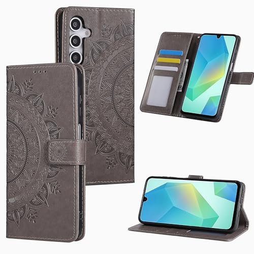 HTDELEC Coque pour Samsung Galaxy A16 5G / 4G Gris,Housse en Cuir Premium Flip Case Portefeuille Etui avec Stand Support et Carte Slot Samsung Galaxy A16 5G / 4G - Gris