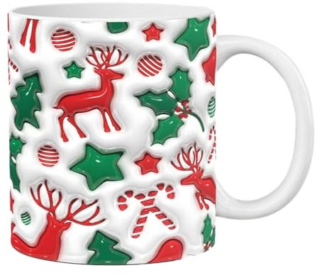 Tazas de café de Navidad – Juegos de vasos festivos, tazas de cerámica | Tazas de té de vacaciones pintadas a granel, tazas navideñas de cerámica navideña, accesorios de Navidad para