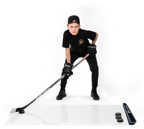 ACE HOCKEY Shooting Pad 76,2 x 152,4 cm inklusive Rapid Rebounder – synthetische Eismatte 12,5 m² mit Puck-Passer, doppelseitiger Passer für einen Timer mit Schießpad für Stickhandhabung, Schießen,