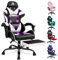 ALFORDSON Gamer-Stuhl, Gaming-Stuhl mit einziehbarer Fußstütze, Racing-Sessel mit 8 Massagepunkten, 150° Neigung, ergonomischer Chefsessel, PU-Leder, höhenverstellbar, 180 kg Tragkraft, Weiß