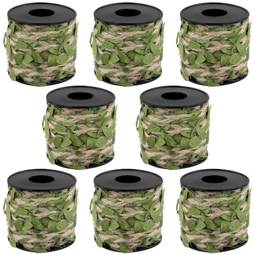 MUKCHAP 8 rotoli di spago di iuta con foglie da 5 mm x 10 m, filo di iuta con foglie verdi, per decorazioni domestiche, artigianato fai da te