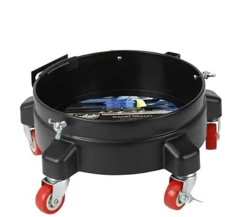 Auto Drive 12-inch Heavy Duty Garage Bucket Dolly, 5 Wheel with Lockable Casters