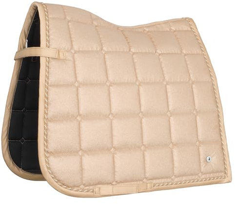 EQUESTRIAN QUEEN Schabracke, Anatomisch geformte Dressurschabracke mit Glitter Mesh, atmungsaktiv, mit Logo-Pin - Rotterdam 25SS (Beige, Dressur)