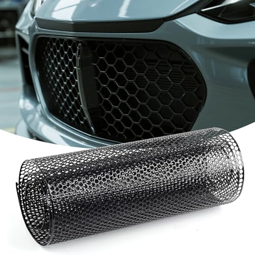 Leflos Universal Car Grill Mesh - Aluminiumlegierung Automotive Grill Insert Stoßstanger Honeycomb Loch 6×1mm, einer der multifunktionalsten Form Grids 100x33cm Schwarz