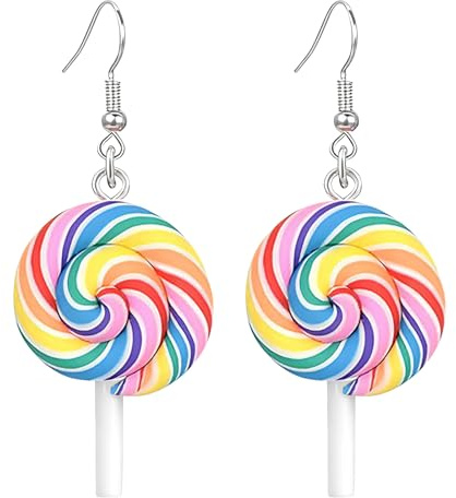 1 Paar Bunte Lollipop Ohrringe, Niedliche Lutscher Ohrringe, Candy Ohrhänger Anhänger, Kreative Personalisierte Ohrringes, Karnevalsschmuck für Frauen und Mädchen