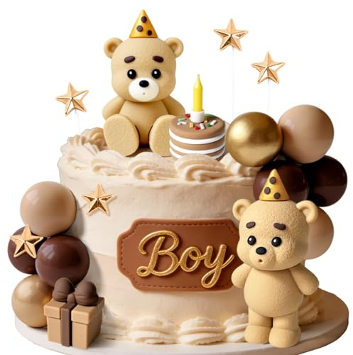 LaVenty Teddybär Tortendeko Teddybär Kuchendeko Boho Kuchendeko Babyparty | Teddybär Tortendeko Teddybär Kuchendeko Boho Kuchendeko Babyparty Geburtstags Tortendeko
