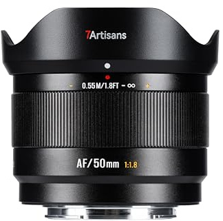 7artisans AF 50mm F1,8 APS-C FX Objetivo, 180g,Gran Apertura, Objetivo autofoco con reconocimiento Facial/Ocular, Compatible con Fujifilm X-Mount X-H/T/T30/S/E/A Series, Fujifilm X-E2, Fujifilm X-T2